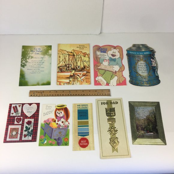 Vintage Lot of 14 Used Dad Husband Greeting Cards Art Scrapbooking Upcycle Craft - Picture 5 of 9